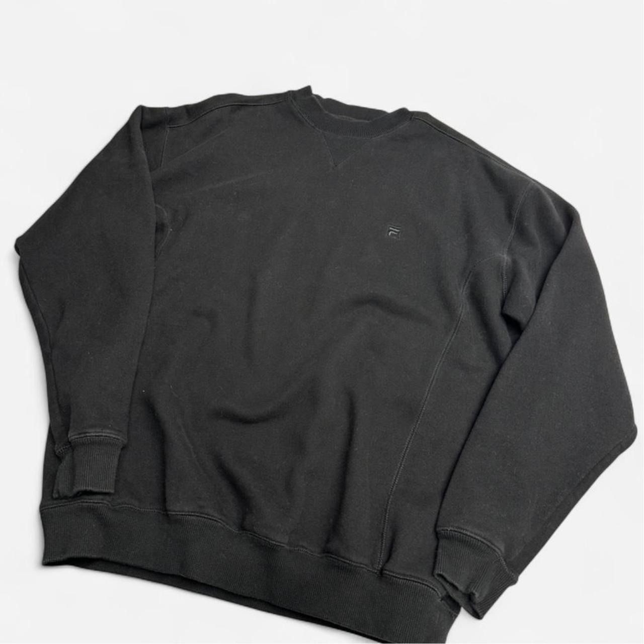 Fila Mens Crewneck Sweatshirt XL Black Embroidered Logo Pullover Fleece Ribbed