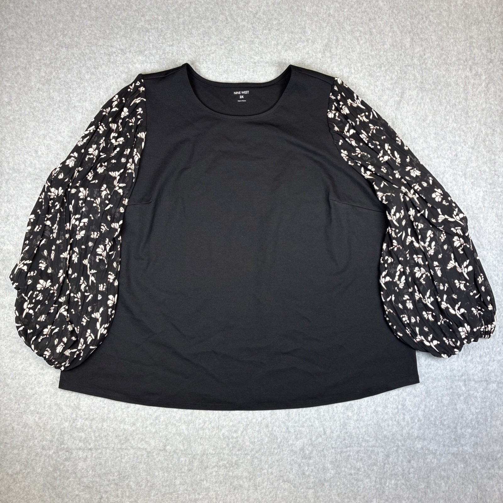 Nine West Blouse Womens Size 2X Sheer Sleeve Shirt Top Black NWOT Nine West Blouse Womens Size 2X Sheer Sleeve Shirt Top Black NWOT