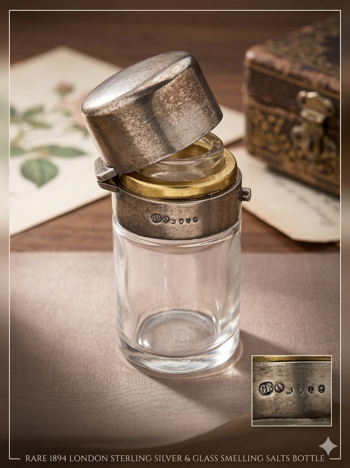 Antique 1894 Sterling Silver Smelling Salts Bottle London Hallmarked George Brac