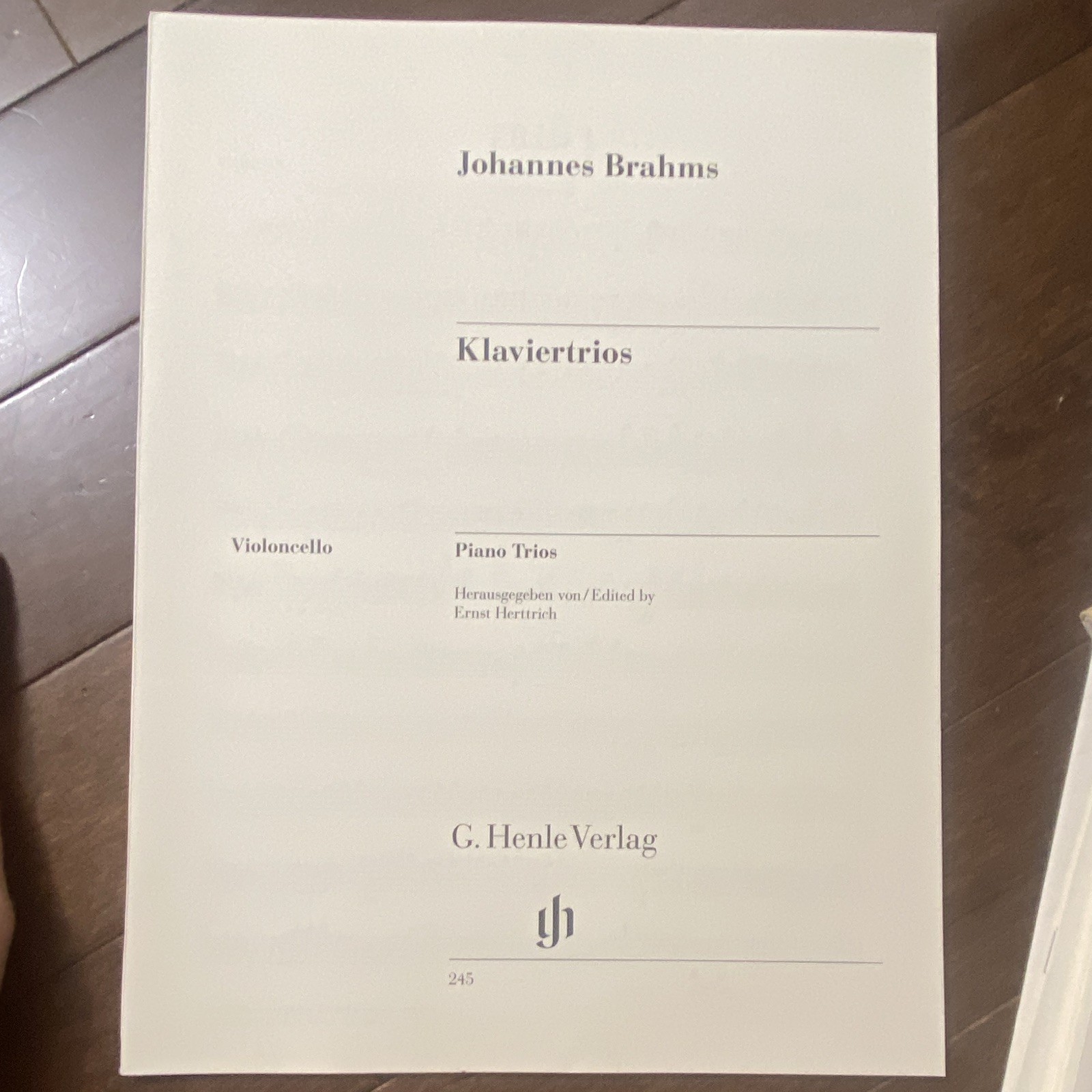 G. Henle Verlag Brahms Klaviertrios Piano Trios (cello part) G. Henle Verlag Brahms Klaviertrios Piano Trios (cello part)