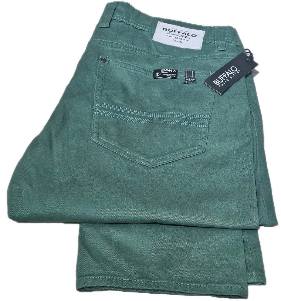 NWT BUFFALO DAVID BITTON EVAN.X-Mens Green, SLIM.FIT/STRETCH Jeans-(34×31)