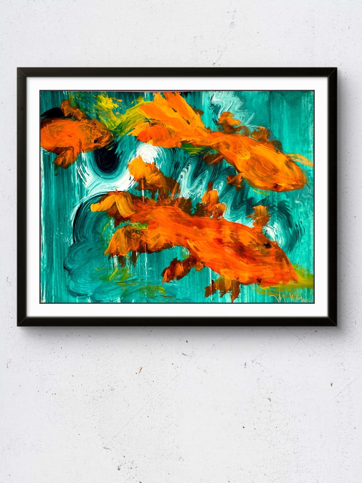 Mary Myers Original Expressionist Goldfish Painting 11x14 Acrylic Paper Art