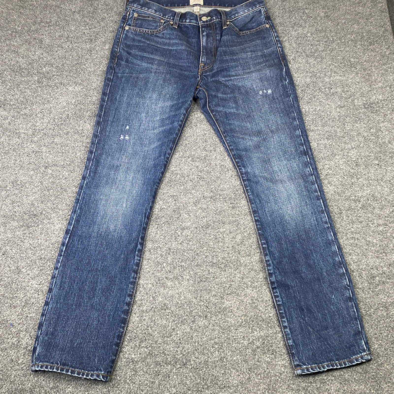 J.Crew 770 Straight Fit Jeans Mens 30x30 Blue Indigo Cotton Denim Distressed J.Crew 770 Straight Fit Jeans Mens 30x30 Blue Indigo Cotton Denim Distressed