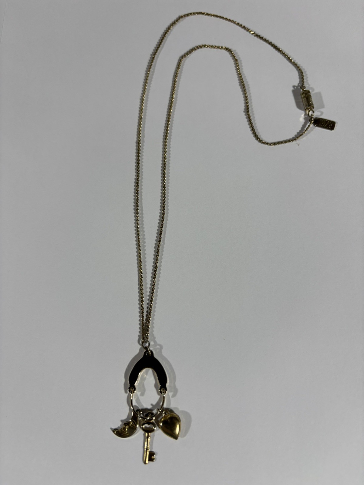 1928 Jewelry Co Vintage Gold Tone Heart Moon Key Charm Necklace 1928 Jewelry Co Vintage Gold Tone Heart Moon Key Charm Necklace