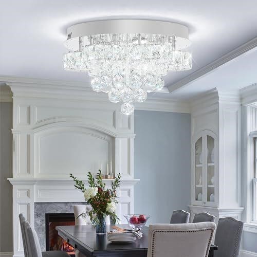 Elegant Crystal Chandelier Flush Mount Ceiling Light Elegant Crystal Chandelier Flush Mount Ceiling Light