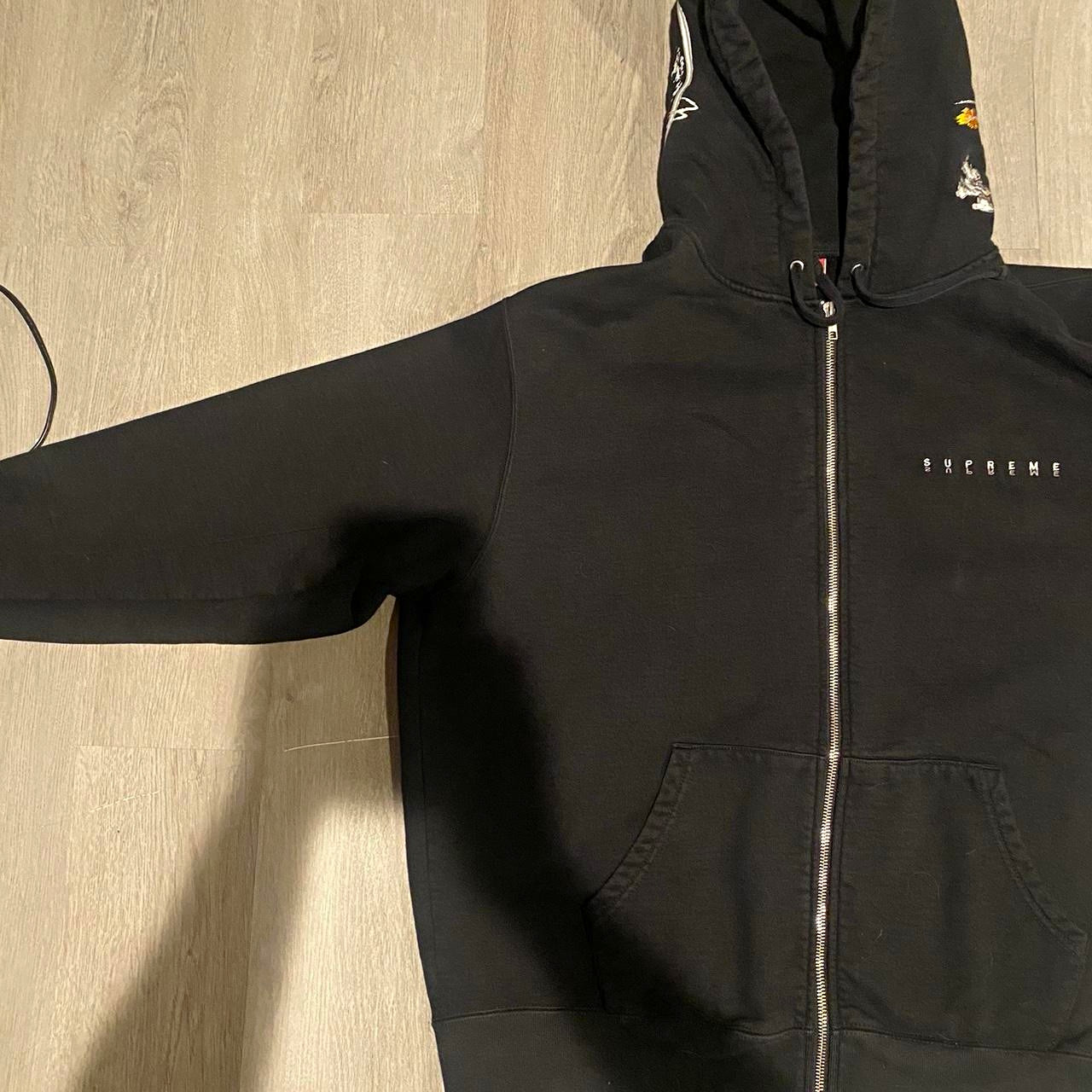 Supreme Men\'s L Black Full Zip Fleece Hoodie Cotton Blend Logo Pockets Supreme Men\'s L Black Full Zip Fleece Hoodie Cotton Blend Logo Pockets