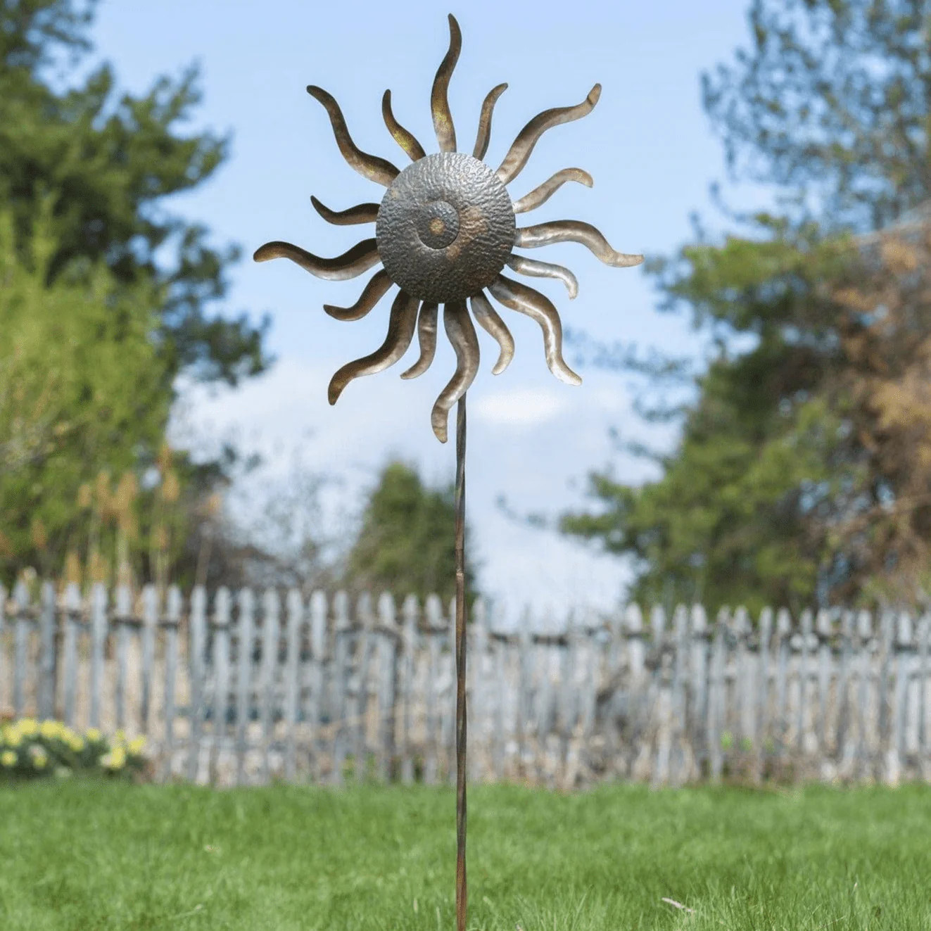 Sun Wind Spinner, Handcrafted Metal Solstice Design, Kinetic Garden Lawn Art Sun Wind Spinner, Handcrafted Metal Solstice Design, Kinetic Garden Lawn Art