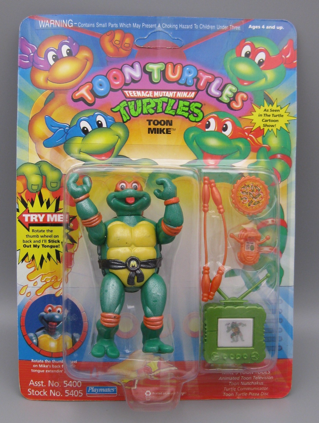 1992 TMNT Toon Mike MOC Unpunched Sealed Playmates Super Nice 1992 TMNT Toon Mike MOC Unpunched Sealed Playmates Super Nice