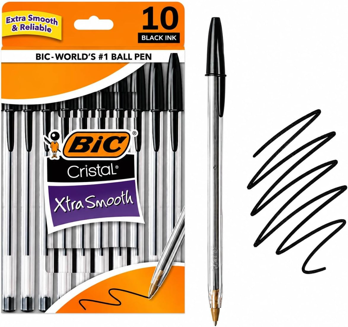 Bic MSP10-BLK Xtra Smooth Black Ballpoint Pens, Medium Point 10-Count Bic MSP10-BLK Xtra Smooth Black Ballpoint Pens, Medium Point 10-Count
