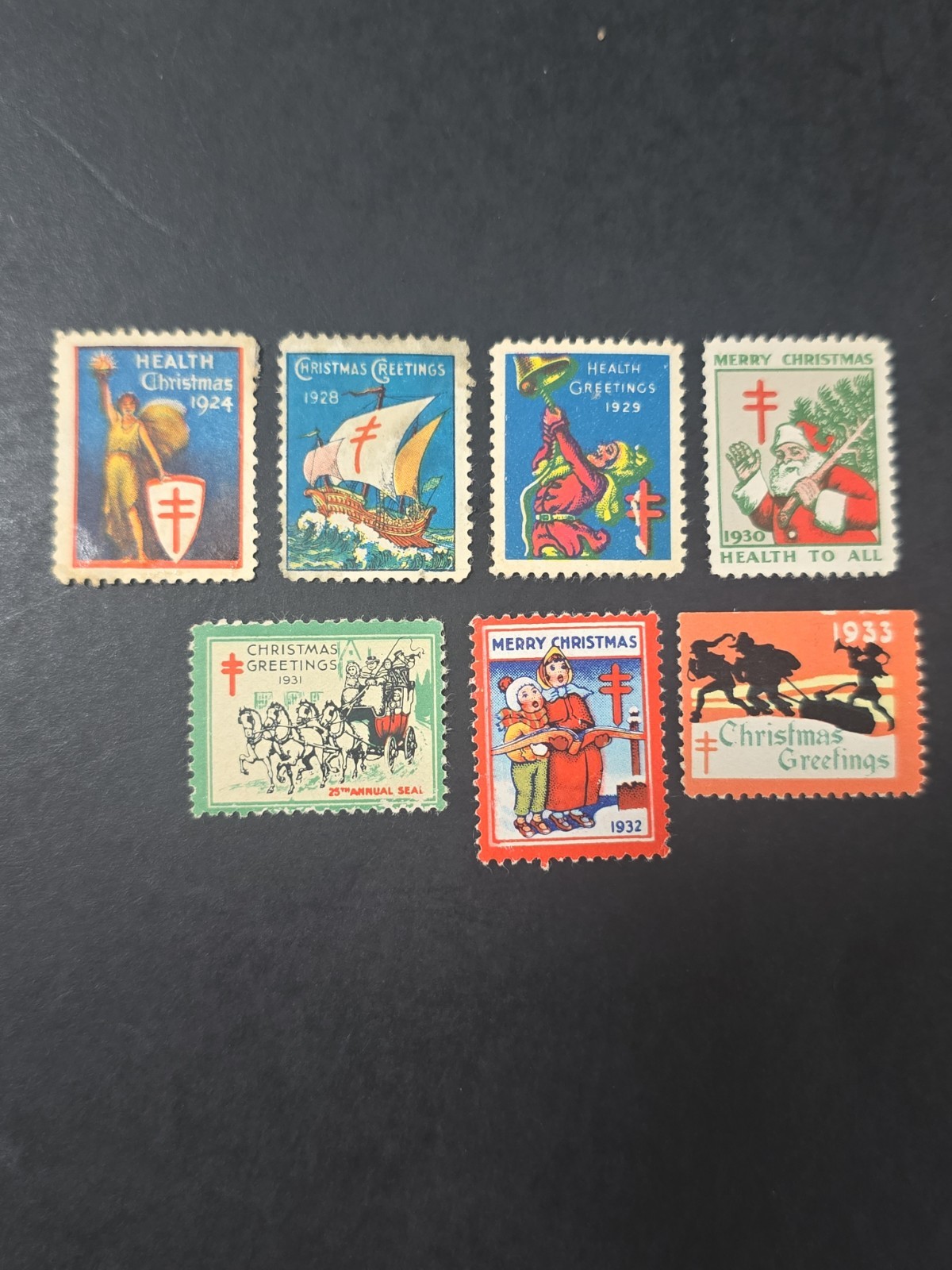 Joystamp: 1928–1934 +1924 U.S. Christmas Seals, Early Labels, 7 Different MNH Joystamp: 1928–1934 +1924 U.S. Christmas Seals, Early Labels, 7 Different MNH