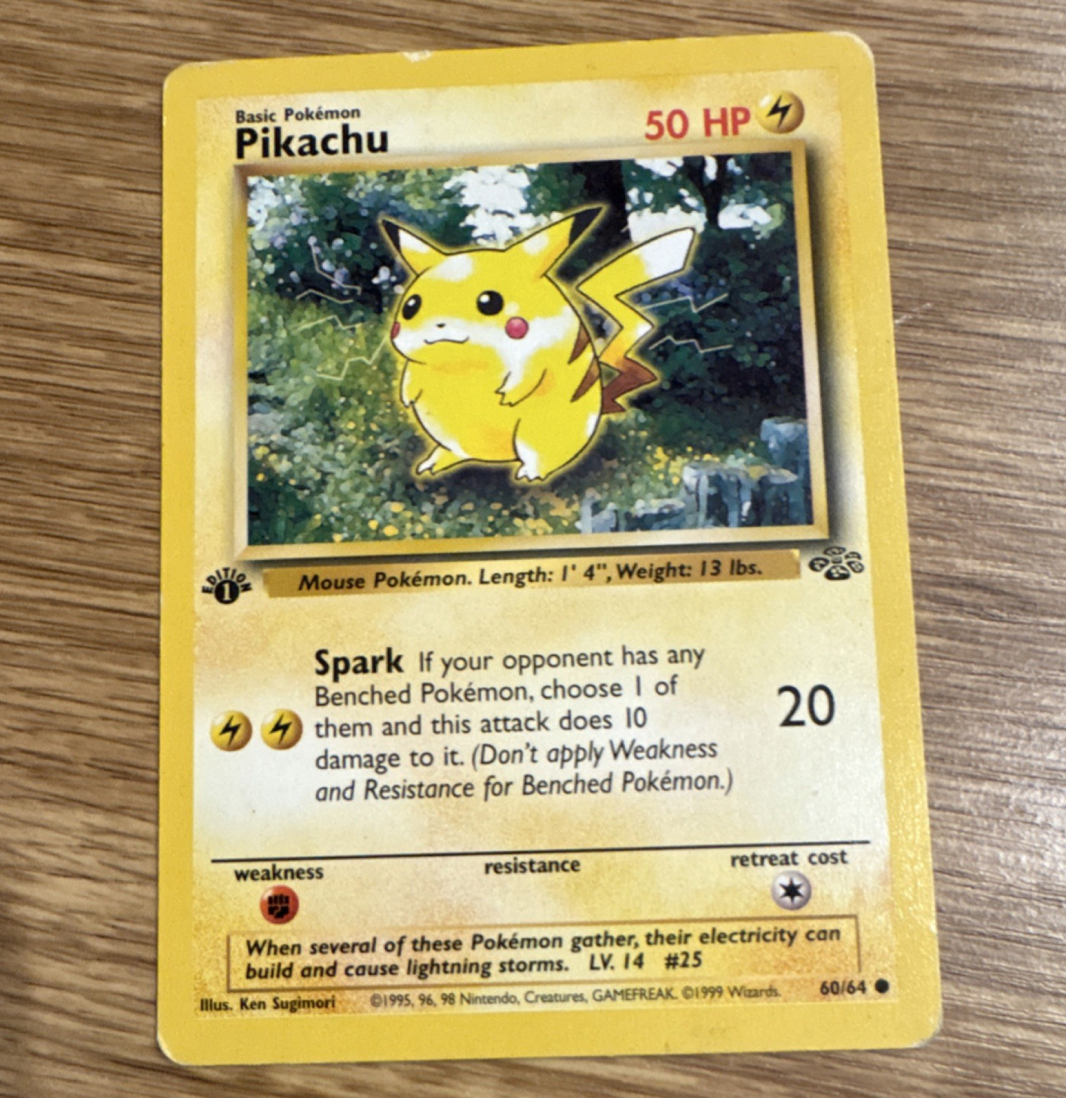 Wizards of the Coast Pokemon TCG Pikachu 60/64 Jungle Common Regular 50HP 1999 Wizards of the Coast Pokemon TCG Pikachu 60/64 Jungle Common Regular 50HP 1999