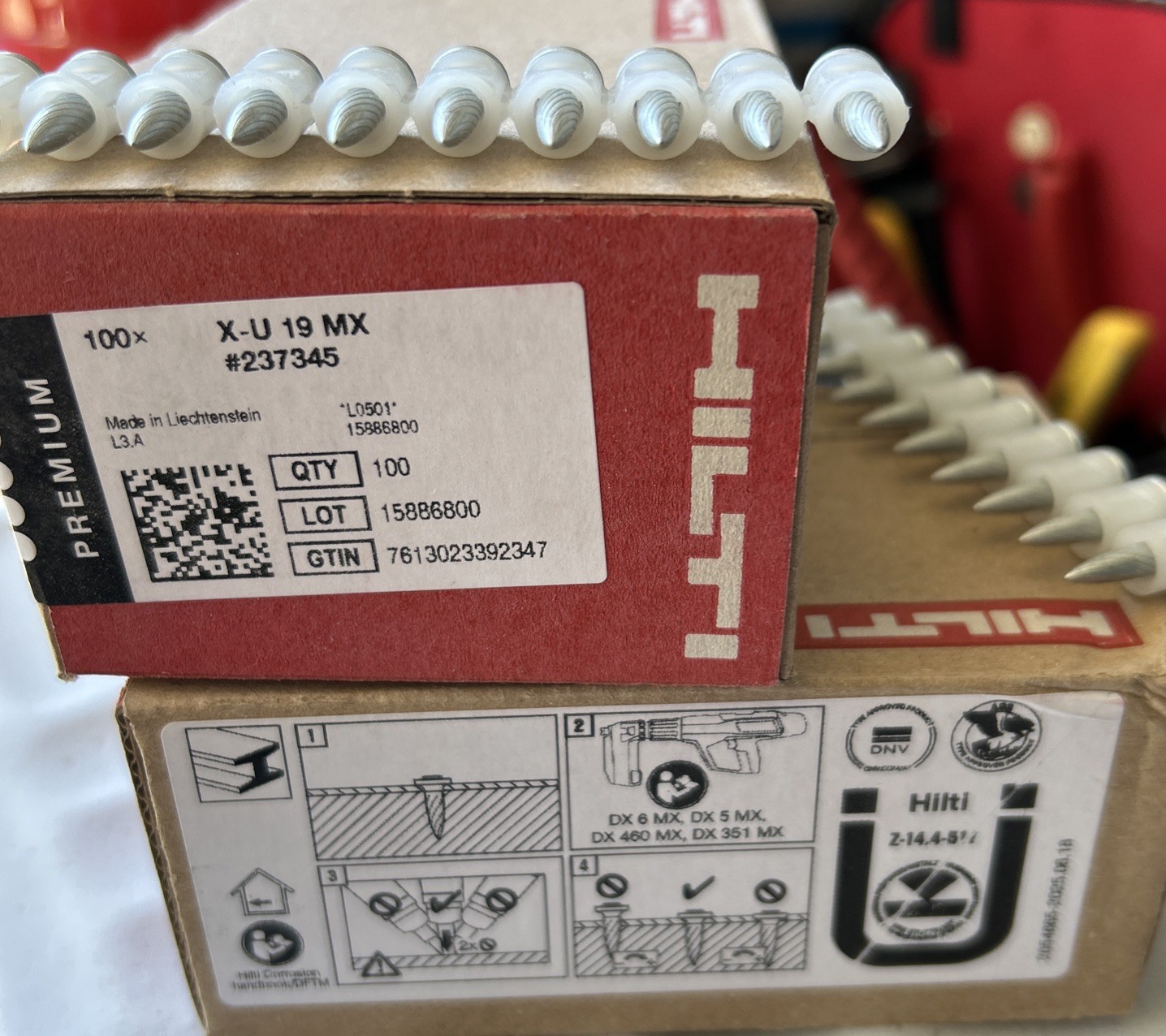 Hilti X-U 19 MX (3/4”) Collated Premium Fastener #237345 19mm Hilti X-U 19 MX (3/4”) Collated Premium Fastener #237345 19mm