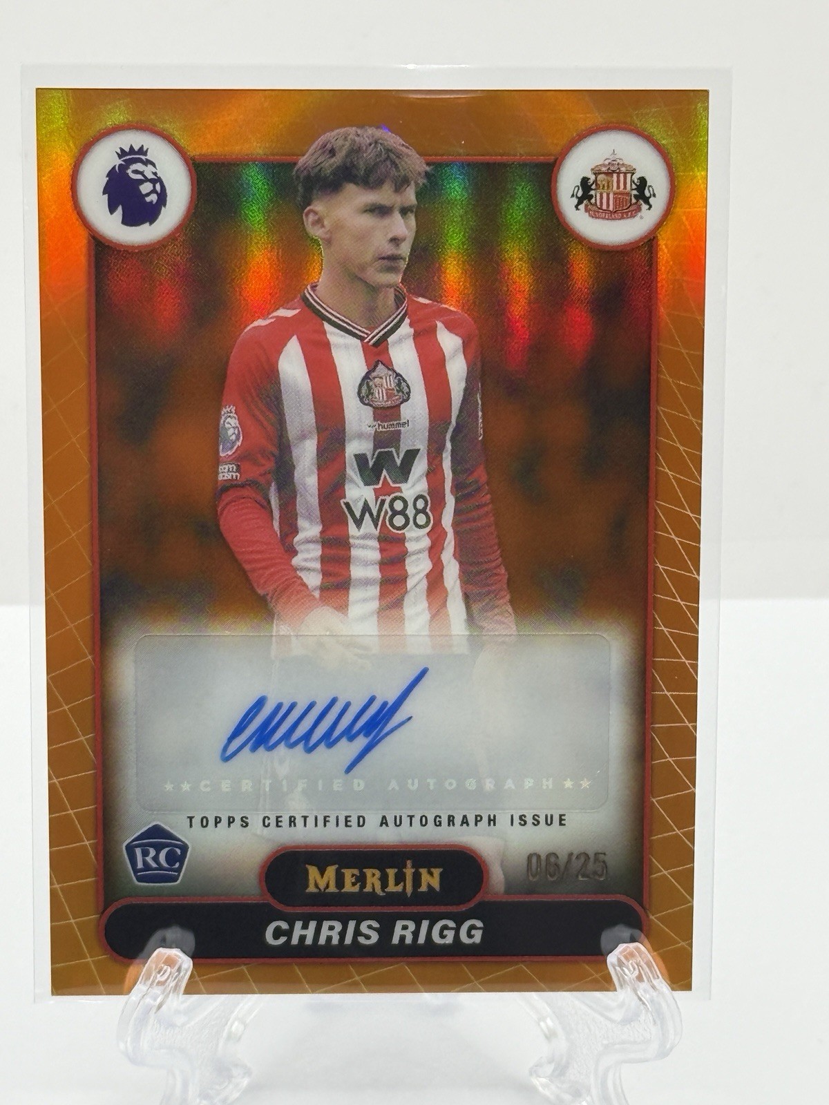 2025-26 Topps Merlin Premier League Chris Rigg Orange Auto /25 Sunderland 2025-26 Topps Merlin Premier League Chris Rigg Orange Auto /25 Sunderland