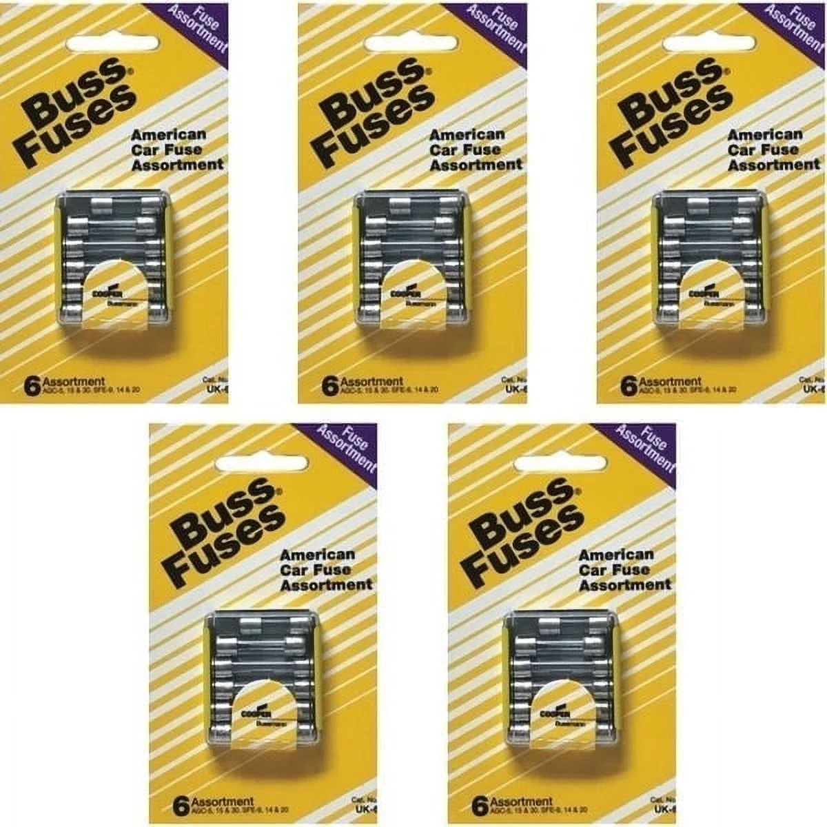 Case 5 Packs - Buss AGC/SFE American Car Fast Acting Fuse Assortment UK-6 (6 ea)