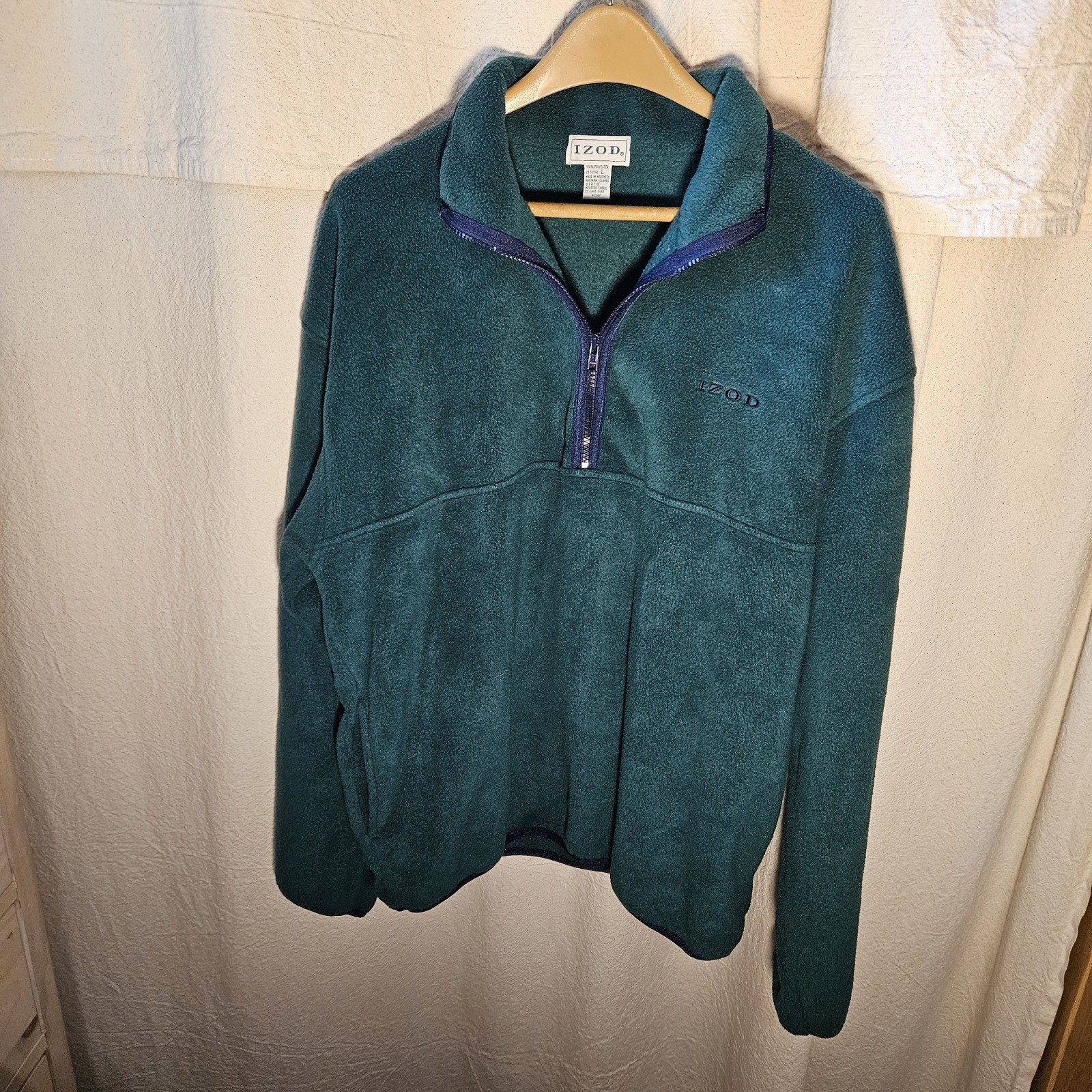 Izod Men\'s Saltwater 1/4 Zip Pullover Sweater, Green, Large, Item 0141