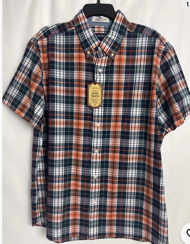 NWT Mens Cremieux Indian Madras Plaid Short Sleeve Button Up Shirt With Pkt $75 NWT Mens Cremieux Indian Madras Plaid Short Sleeve Button Up Shirt With Pkt $75