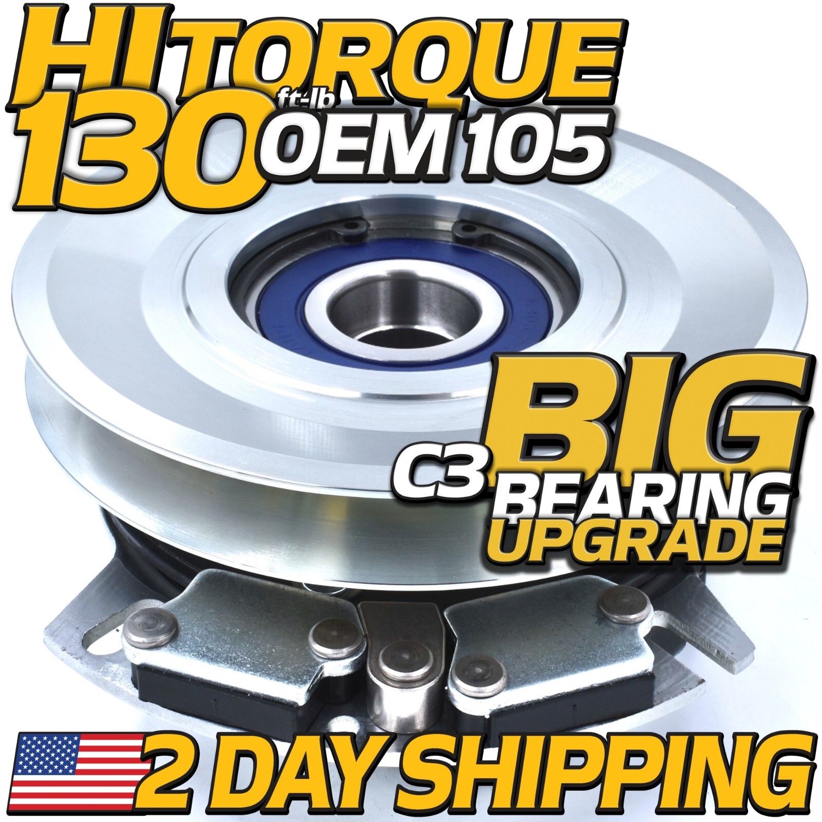 HiTorq 130ftlb (OEM 105) BIGBearing Billet Pulley PTO Clutch for Warner 5219-161