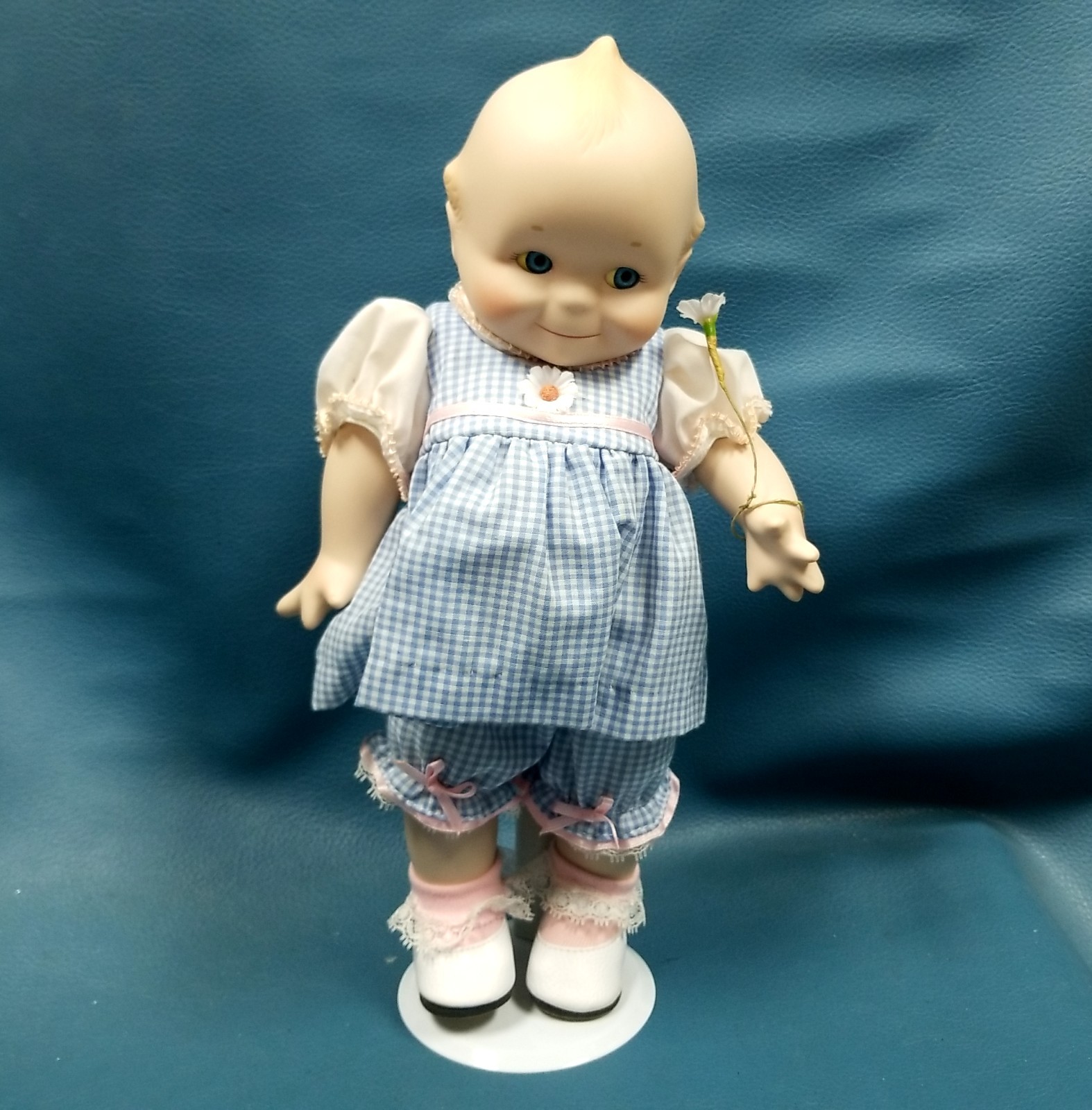 VTG Jesco 1997 Danbury Mint Kewpie Porcelain Collector Doll w Gingham Dress 12
