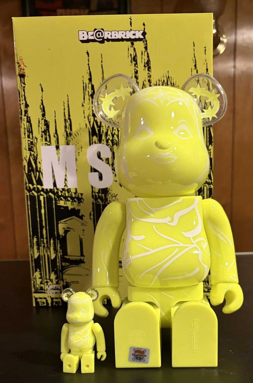 BE@RBRICK x MSGM 100% & 400% Yellow Green Set Medicom Toy Displayed only 