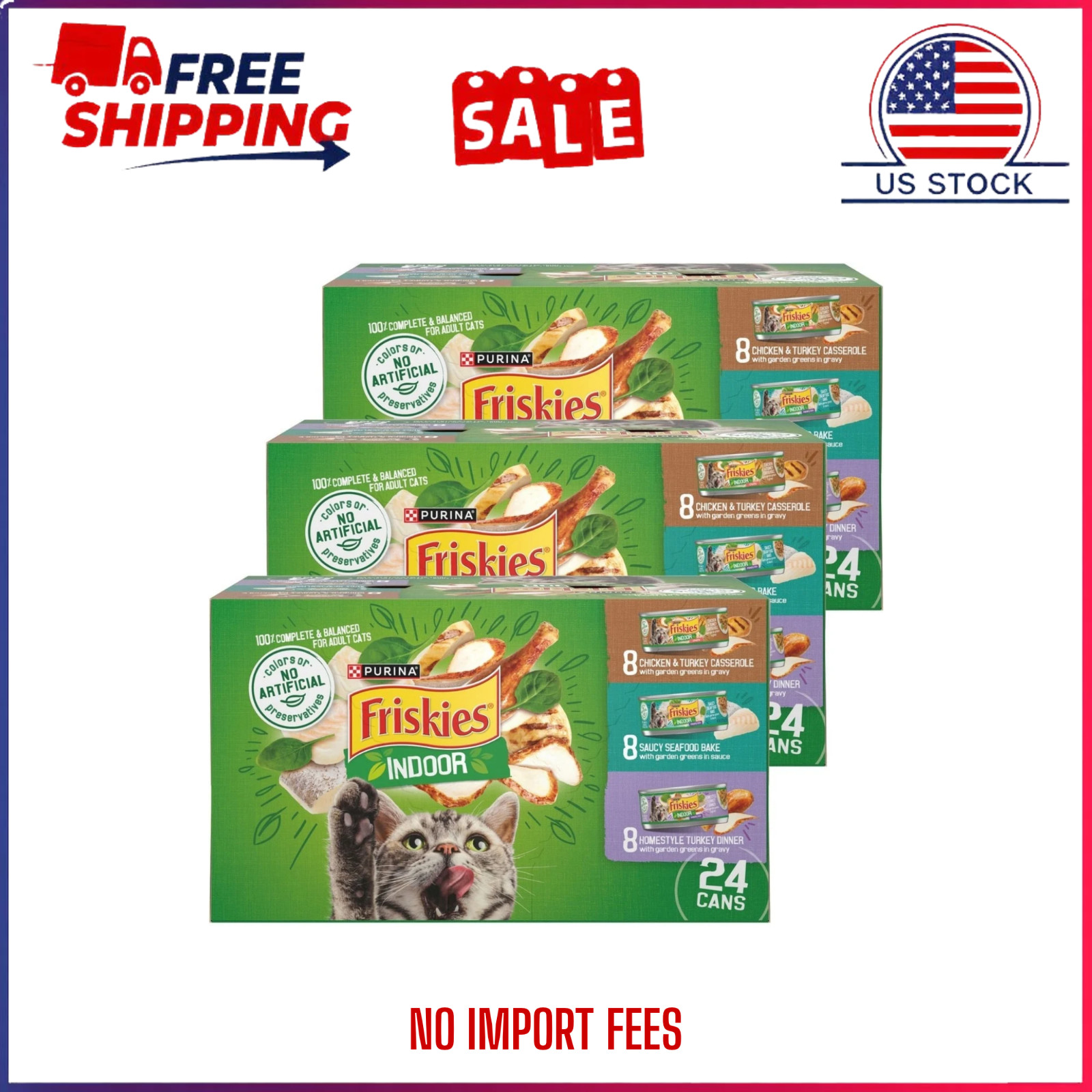 Friskies Indoor Variety Pack Canned Wet Cat Food 5.5 oz 72 Can Bundle FREESHIP