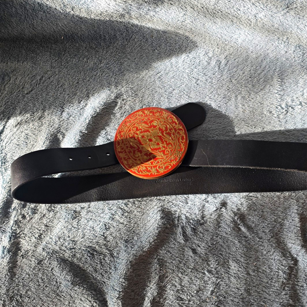 Rare Vtg Jacqueline Ross Hidden Makeup Compact Mirror Belt Medallion 43\ Rare Vtg Jacqueline Ross Hidden Makeup Compact Mirror Belt Medallion 43\