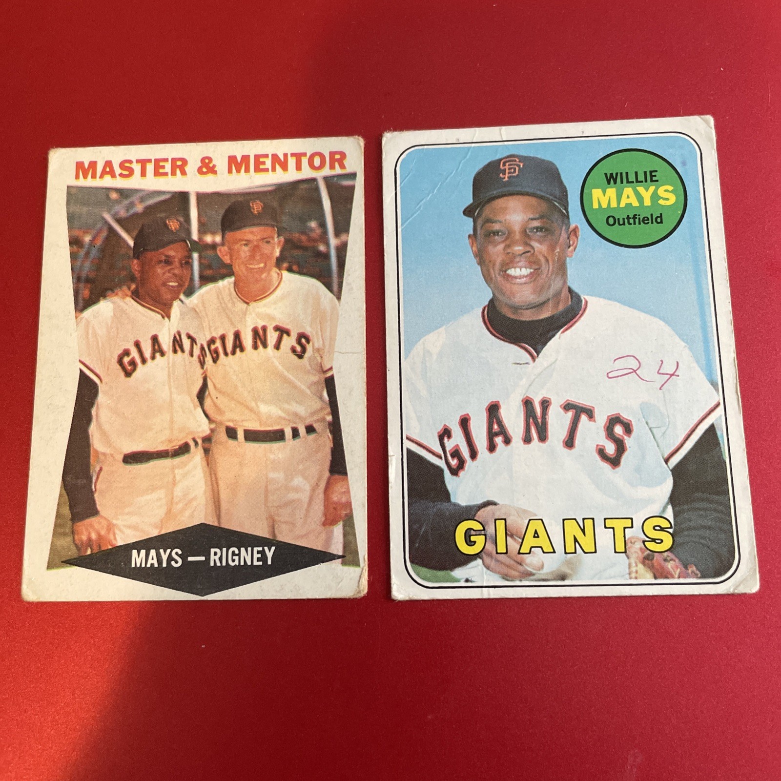 1969 Topps - #190 Willie Mays and 1960 Topps - #7 Master & Mentor w/Willie Mays 1969 Topps - #190 Willie Mays and 1960 Topps - #7 Master & Mentor w/Willie Mays