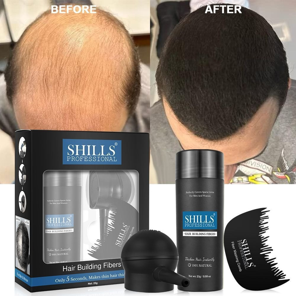 Shills Professional Hair Building Fibers Kit Black 25gm Hair Thickening Powder