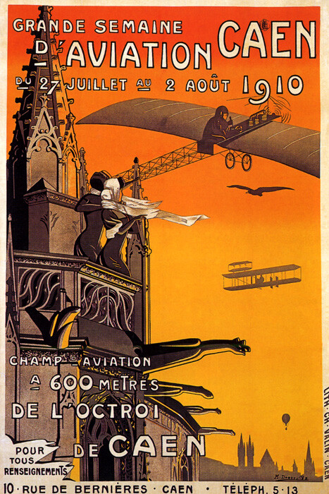 1910 GRANDE SEMAINE AVIATION AIRSHOW AIRPLANE CAEN FRANCE VINTAGE POSTER REPRO