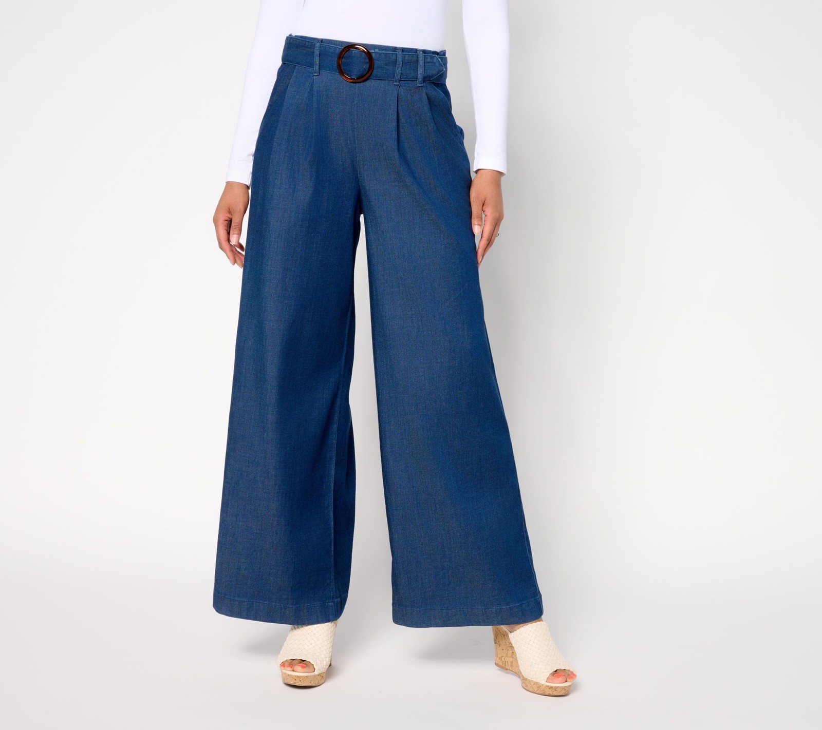 Studio Park x Rosina Grosso Regular Pull-On Stretch Lyocell Wide Leg Dark Wash M Studio Park x Rosina Grosso Regular Pull-On Stretch Lyocell Wide Leg Dark Wash M