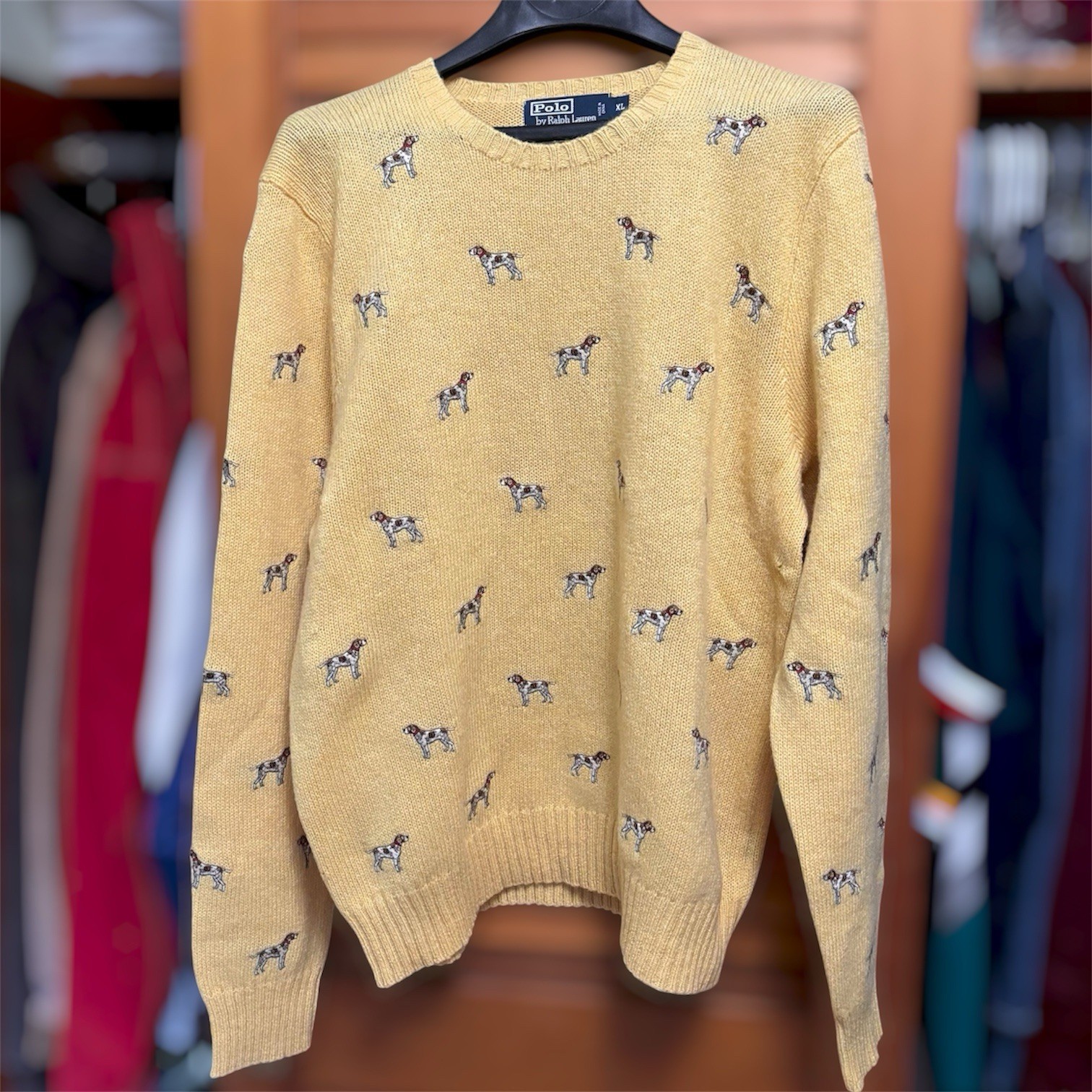 Vintage 90s Polo Ralph Lauren Embroidered Hunting Pointer Dog Wool Sweater XL Vintage 90s Polo Ralph Lauren Embroidered Hunting Pointer Dog Wool Sweater XL