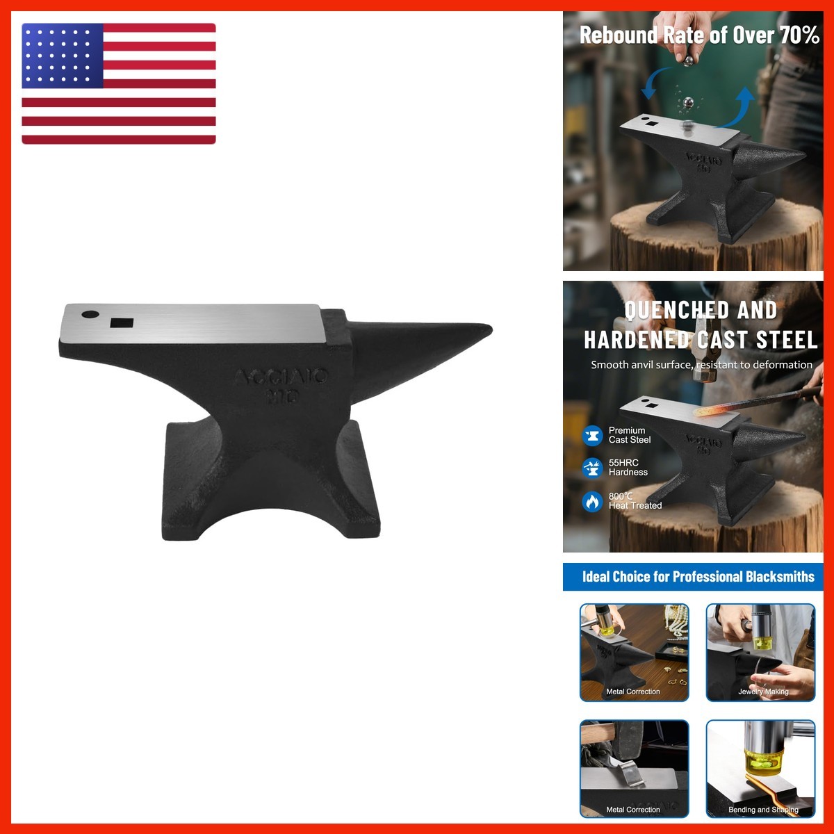 ALYIAMXL Anvils Blacksmithing, Cast Steel Anvil Metalworking, 110Lbs 55HRC ALYIAMXL Anvils Blacksmithing, Cast Steel Anvil Metalworking, 110Lbs 55HRC
