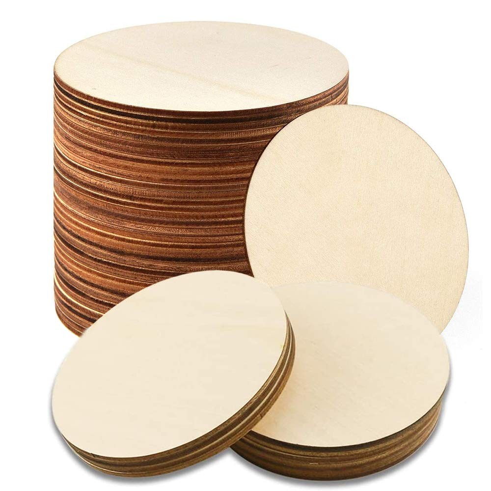WLIANG 25 Pcs 4 Inch Wood Circles, Unfinished 4inch, wooden circles2 