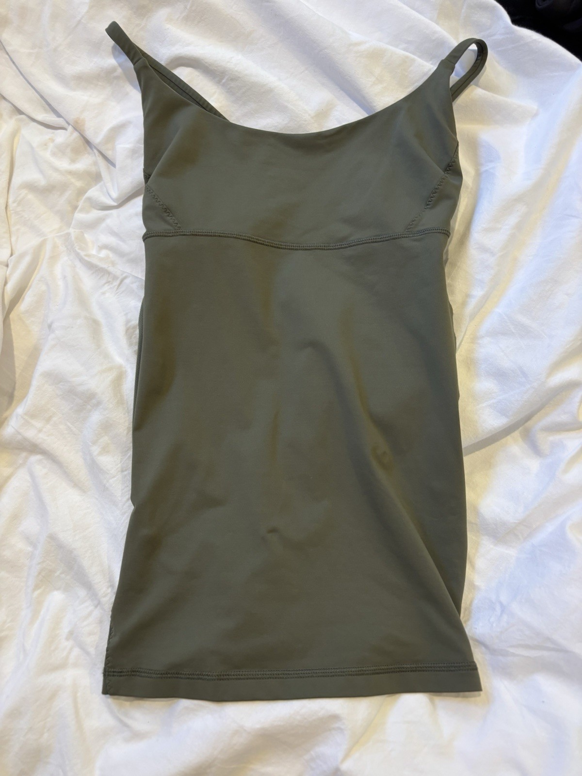 Lululemon Power Y Tank Olive Green Built-In Bra Strappy Yoga Top Size L Lululemon Power Y Tank Olive Green Built-In Bra Strappy Yoga Top Size L