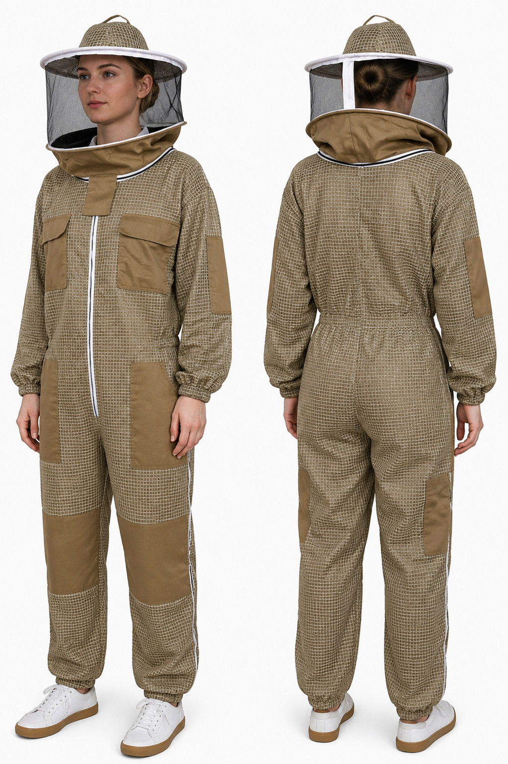 3 Layer Ultra Ventilated Beekeeping Suit Mesh Bee Suit Round Veil Protection