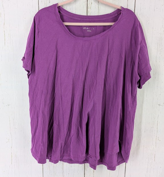 Ava Plus Size 2X Womens Purple Short Sleeve Casual Top