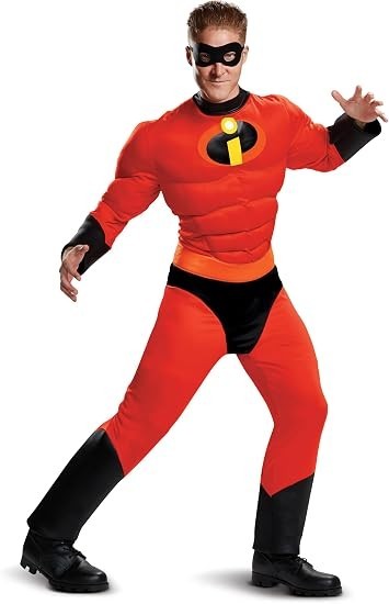 The Incredibles Deluxe Muscle Mr Incredible Costume for Men, Size Medium (38-40) The Incredibles Deluxe Muscle Mr Incredible Costume for Men, Size Medium (38-40)
