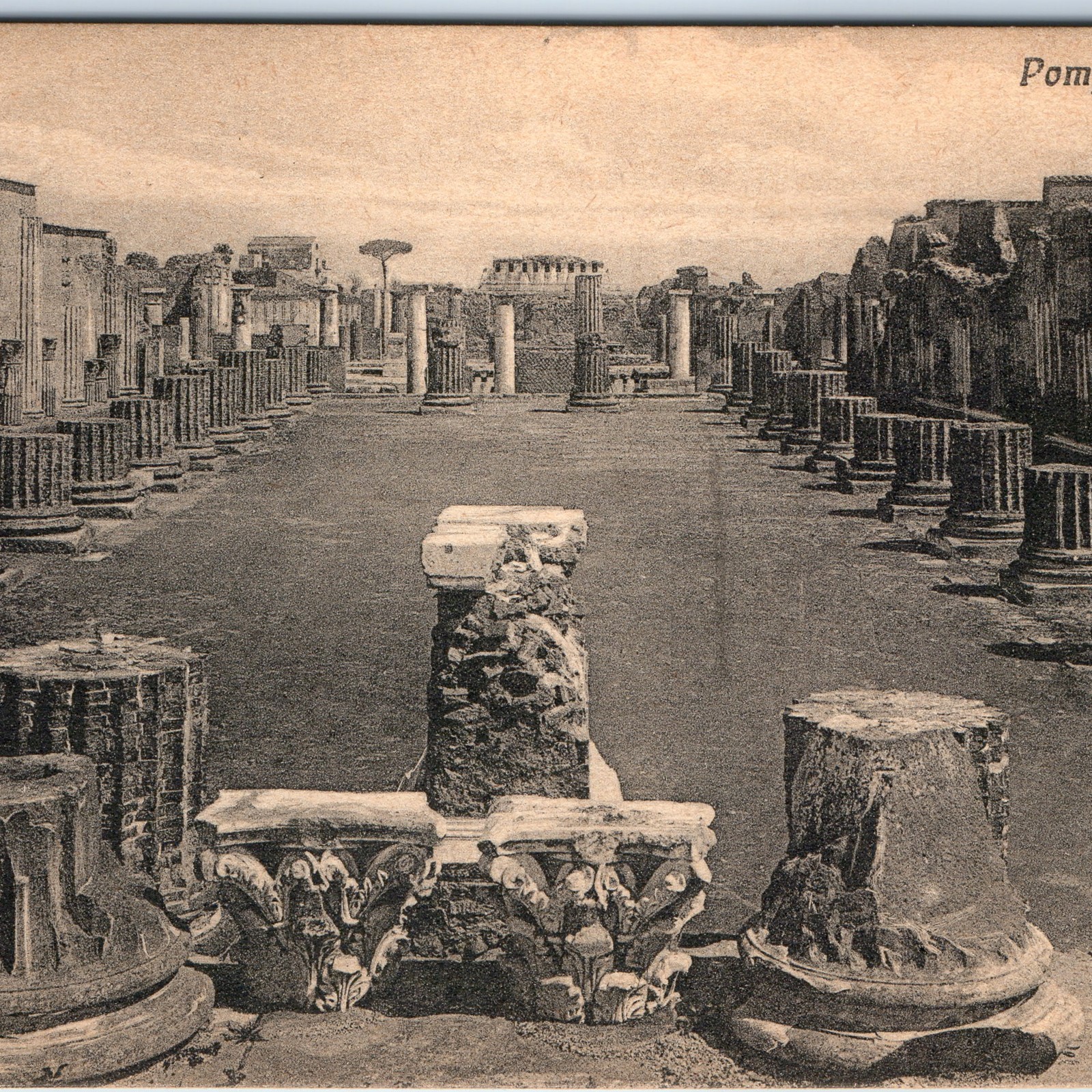 c1900s Pompeii, Italy Basilica Roman Forum Ruins Columns Archeological Site A355