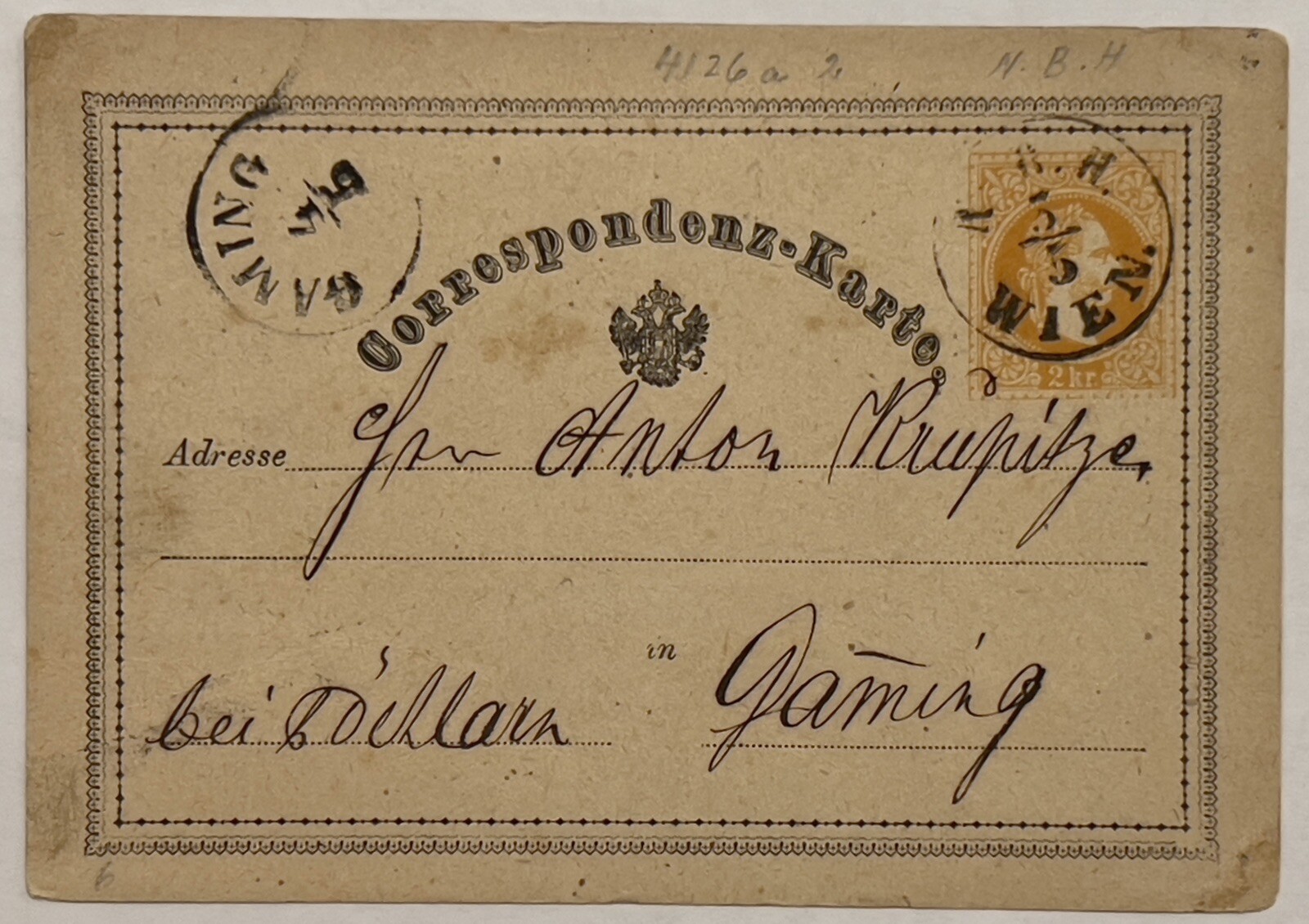 RARE GAMING, AUSTRIA 2KR POSTAL CARD POSTCARD WITH BEAUTIFUL CANCELS
