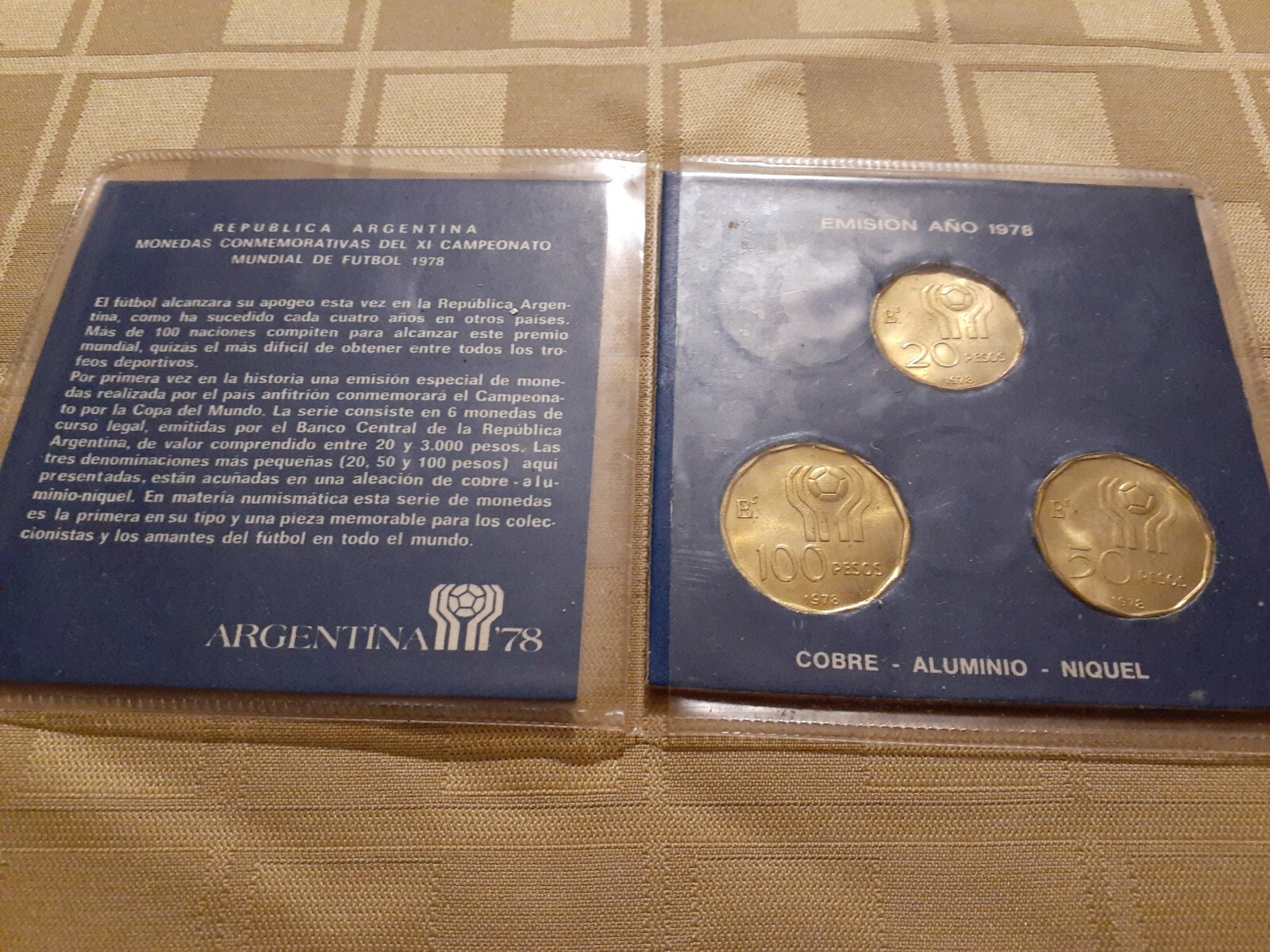 1978 Argentina 20,50,100 Peso Soccer Set Coins,Mini Album World Cup 1978 Argentina 20,50,100 Peso Soccer Set Coins,Mini Album World Cup
