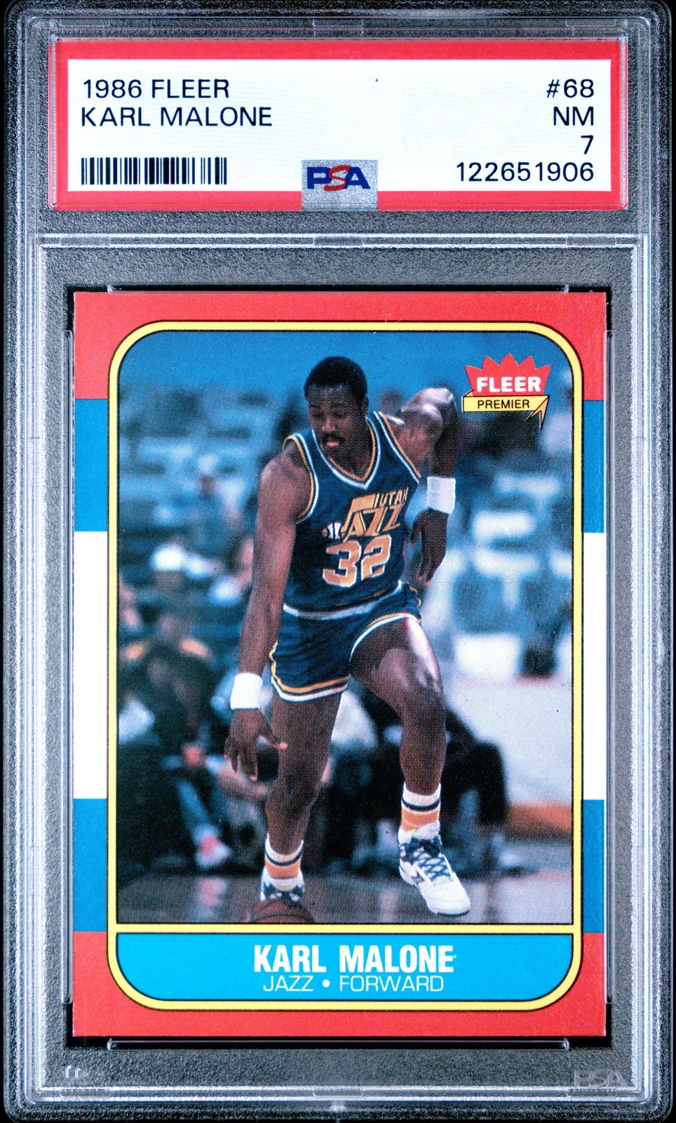 Graded 1986-87 Fleer Karl Malone #68 Rookie RC Card PSA 7 Near Mint Graded 1986-87 Fleer Karl Malone #68 Rookie RC Card PSA 7 Near Mint
