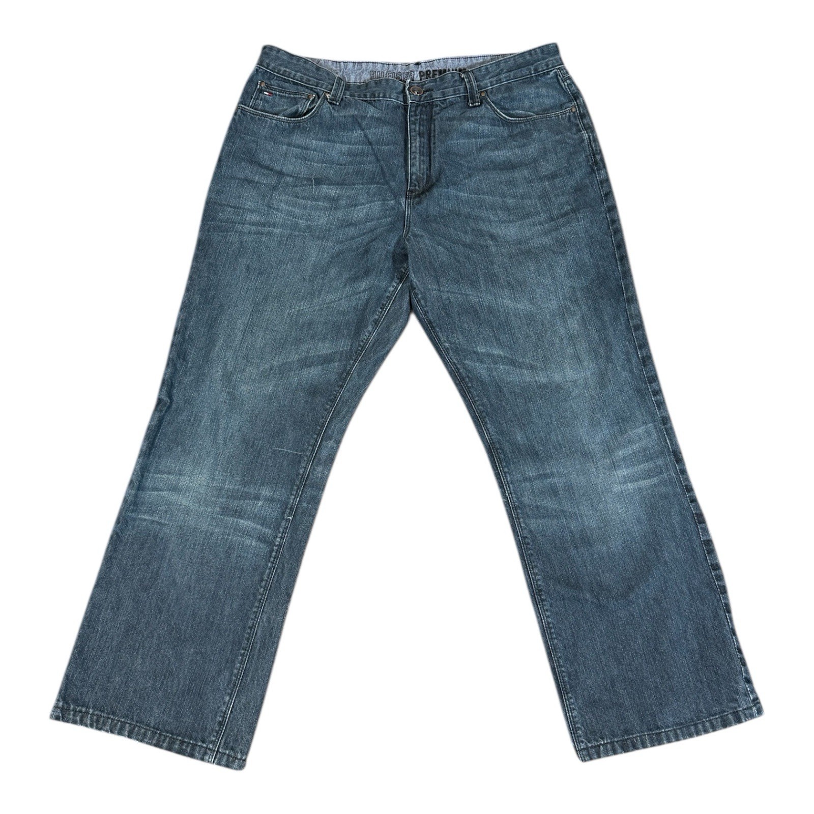 Tommy Hilfiger Jeans Mens 38x32 Blue Relaxed Freedom Baggy Distressed Whiskered