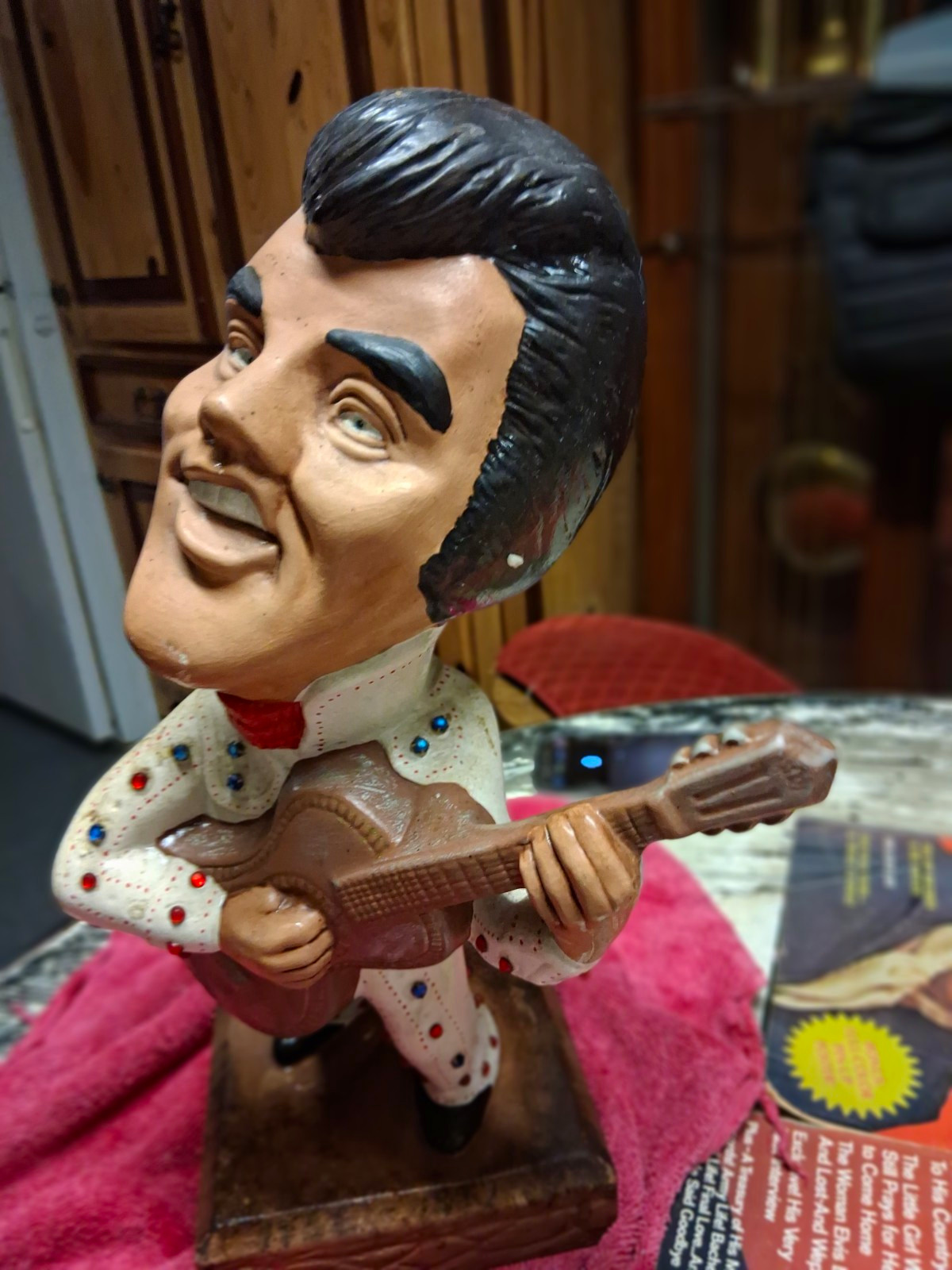 Vintage 1970's-1977 Bobblehead Figurine Holding Guitar Novelty Music Decor