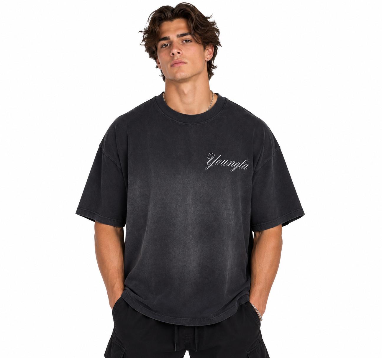 YoungLA 4118 Warrior Tee - Black Wash - Size: M