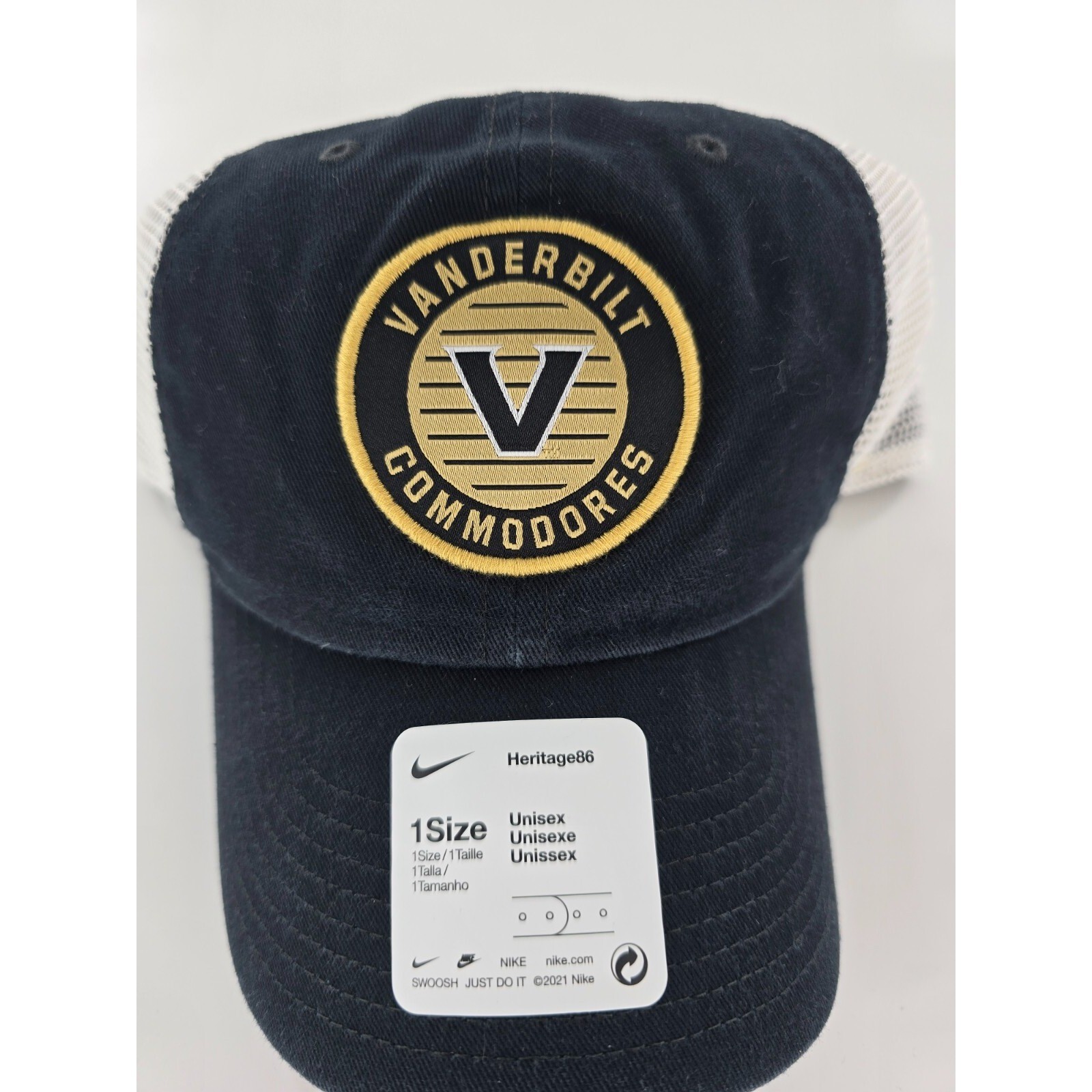 Nike Vanderbilt University Heritage86 Trucker Hat Black OSFM Adjustable Nike Vanderbilt University Heritage86 Trucker Hat Black OSFM Adjustable