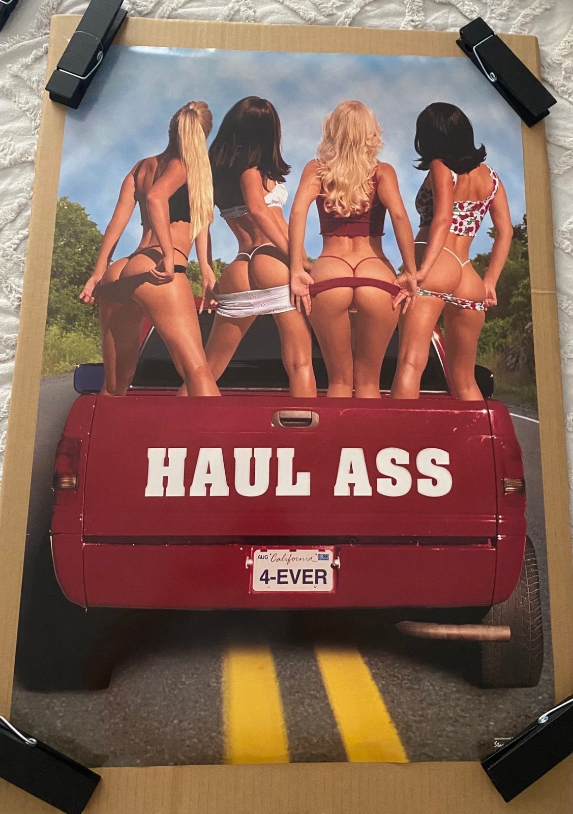 Haul Ass pickup truck 1990’s original vintage poster sexy girls Haul Ass pickup truck 1990’s original vintage poster sexy girls