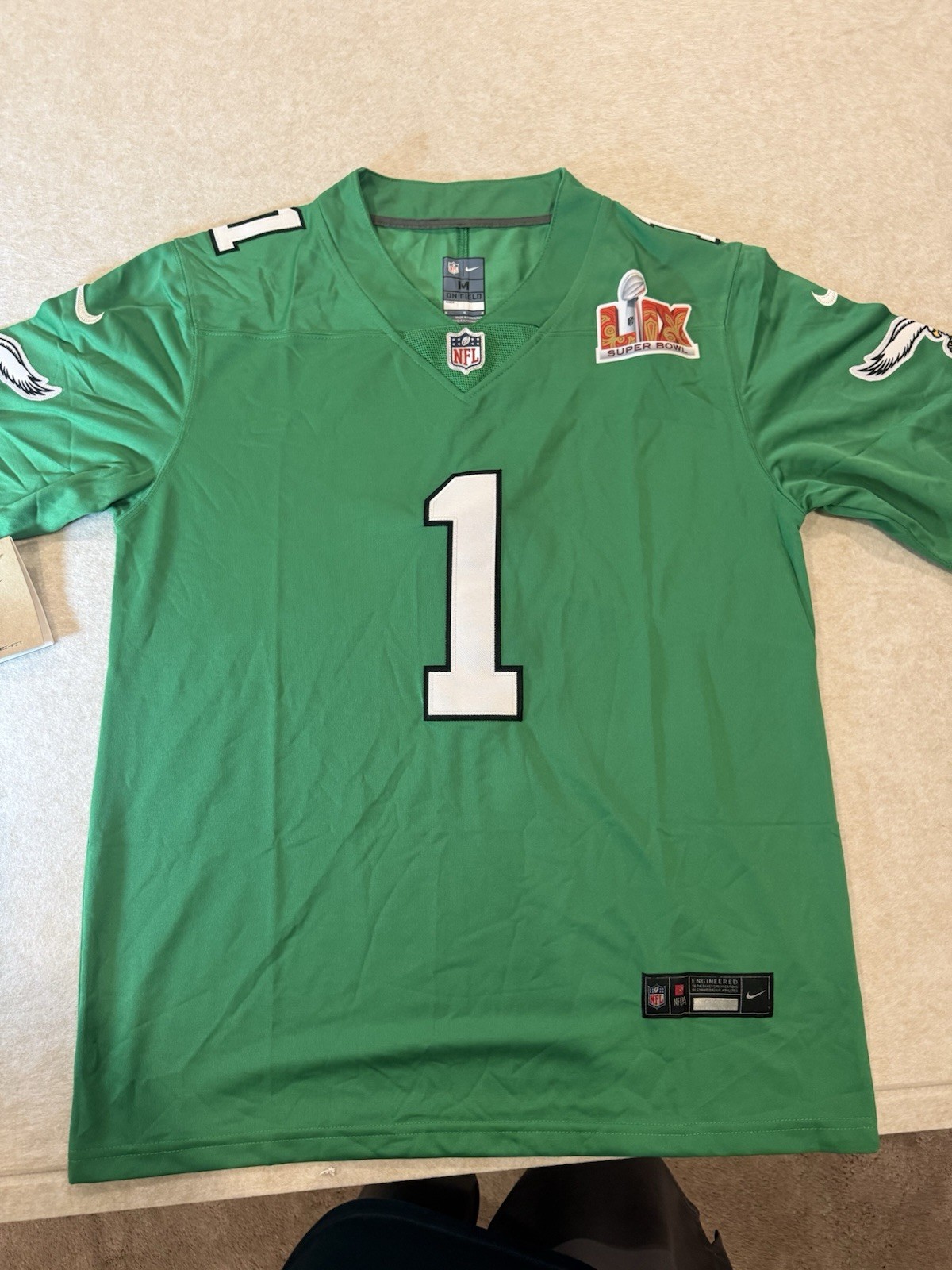 Jalen Hurts Philadelphia Eagles Kelly Green Super Bowl LVII Stitched Jersey SZ M