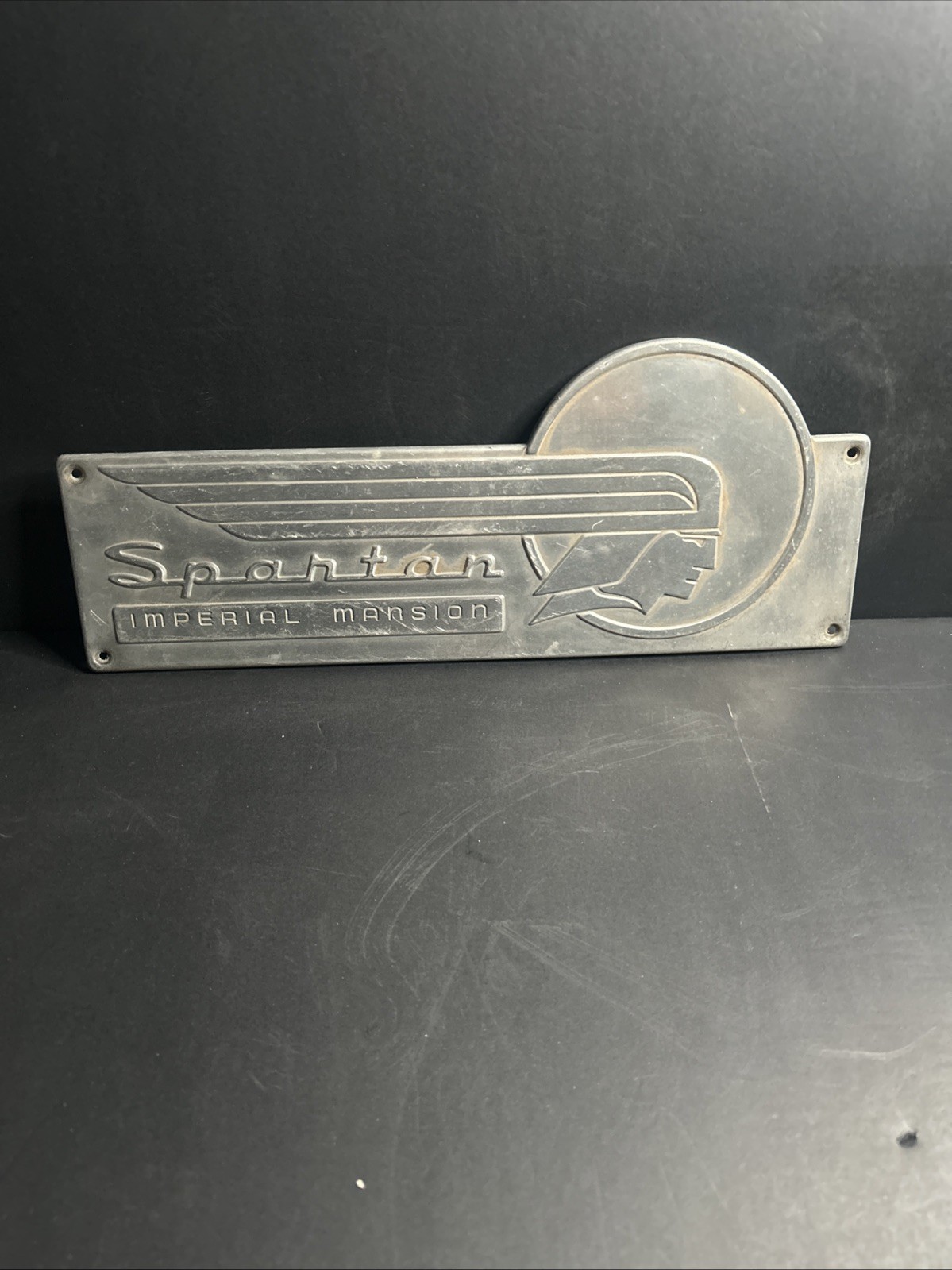 Vintage Spartan Mobile Homes Aluminum Emblem Badge Sign12 Vintage Spartan Mobile Homes Aluminum Emblem Badge Sign12