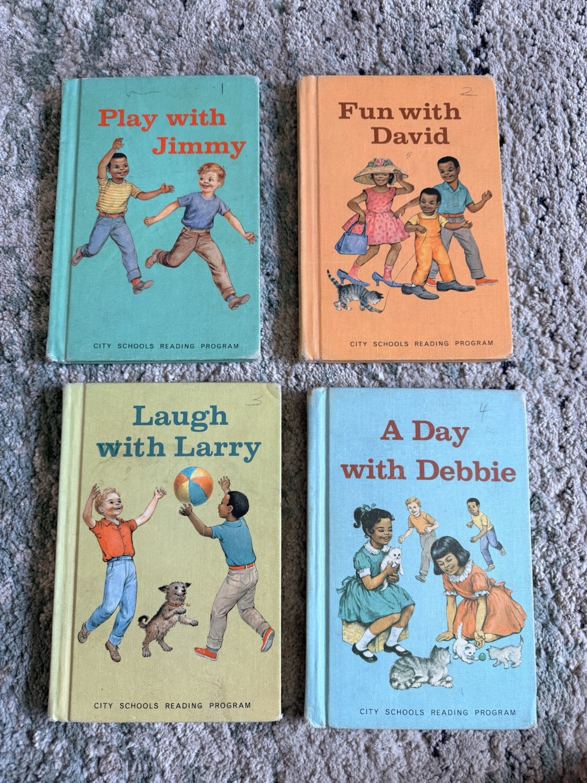 Vintage 1962 Play with Jimmy, Fun With David, Etc. by Detroit Public Schools x 4 Vintage 1962 Play with Jimmy, Fun With David, Etc. by Detroit Public Schools x 4