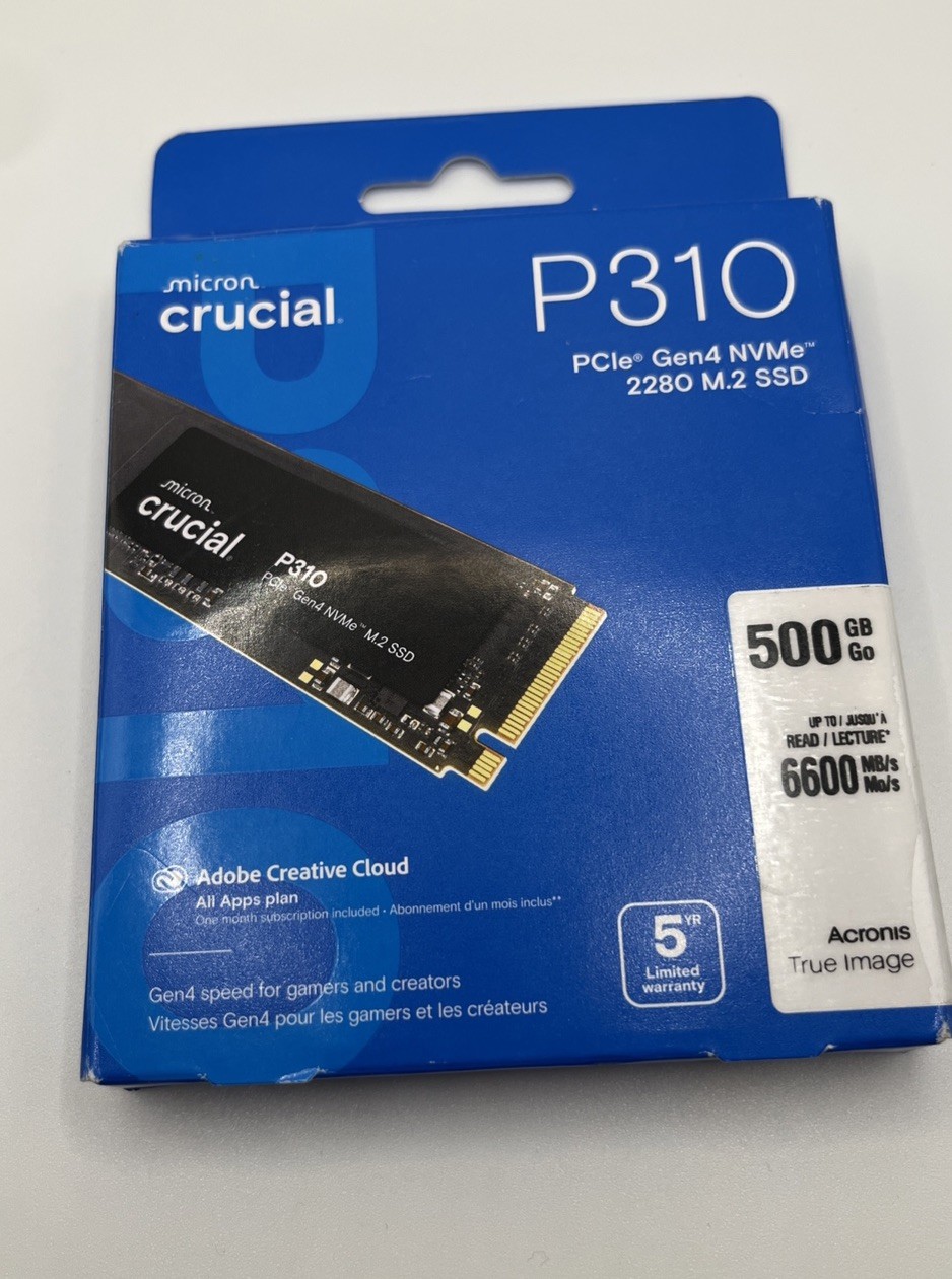 Micron Crucial P310 PcLe Gen4 NVMe 2280 M.2 SSD 500GB -CT500P310SSD8 Micron Crucial P310 PcLe Gen4 NVMe 2280 M.2 SSD 500GB -CT500P310SSD8