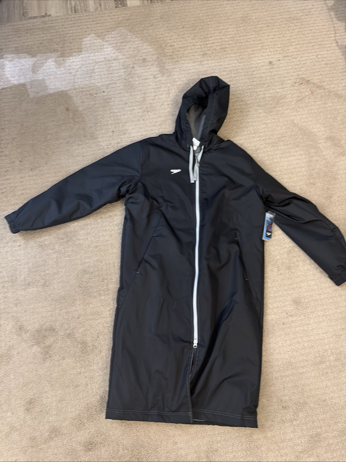 Speedo Unisex Adult Swim Parka Jacket Fleece Lined Small, Black NWT Speedo Unisex Adult Swim Parka Jacket Fleece Lined Small, Black NWT